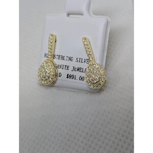 Women's 0.4ct Moissanite Drop Earrings Gold 925 Vermeil VVS D Teardrop